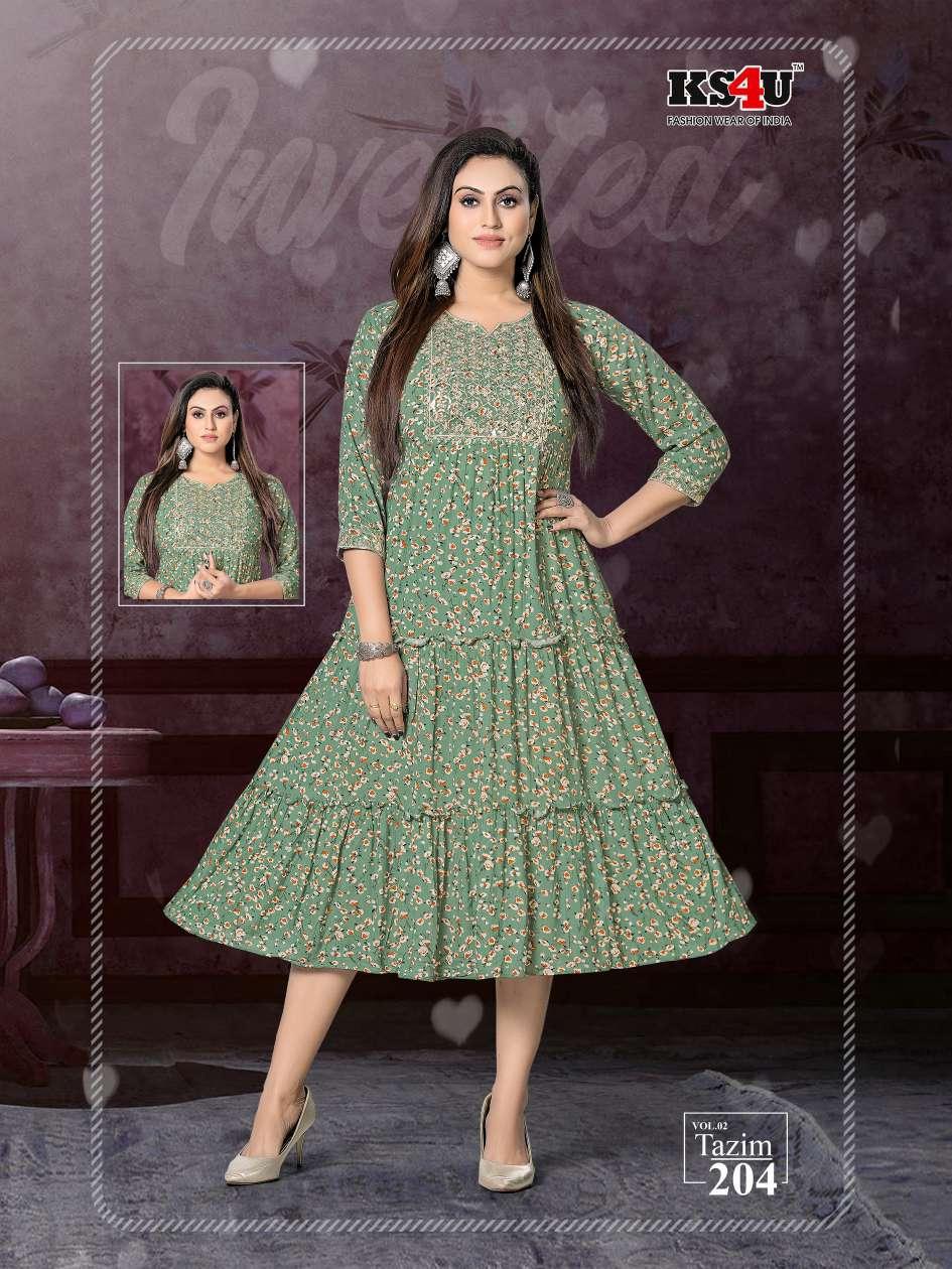 KS4U Tazim 2 Fancy Wear Wholesale Anarkali Kurtis Catalog

